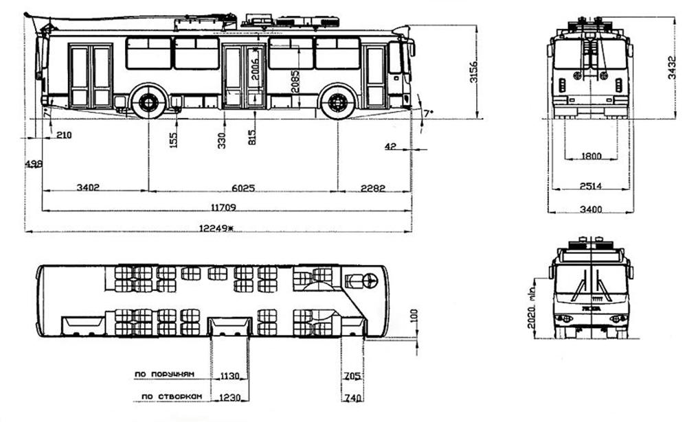 Мощность троллейбуса квт. Чертежи троллейбус ЗИУ 682 Г. Чертёж троллейбуса ЗИУ-682. Габариты троллейбуса ЗИУ 682г. Чертеж троллейбуса ЗИУ 682г 016.